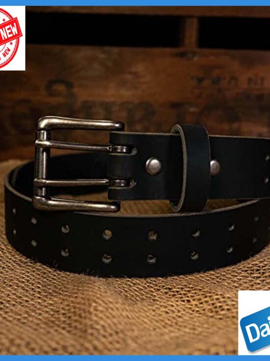 Black Holey Bull Belt | Premium Full-Grain Leather – Daltech  Men\'s Full Grain Leather Belt, Double Prong Buckle, 1.5\